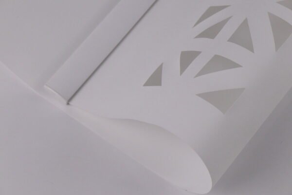 Premium Made to Measure Roller Blind. Fully Made to measure with Laser see through triangle shapes. White. Triangles.